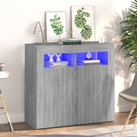 vidaXL Sideboard mit LED-Beleuchtung Grau Sonoma 80x35x75 cm