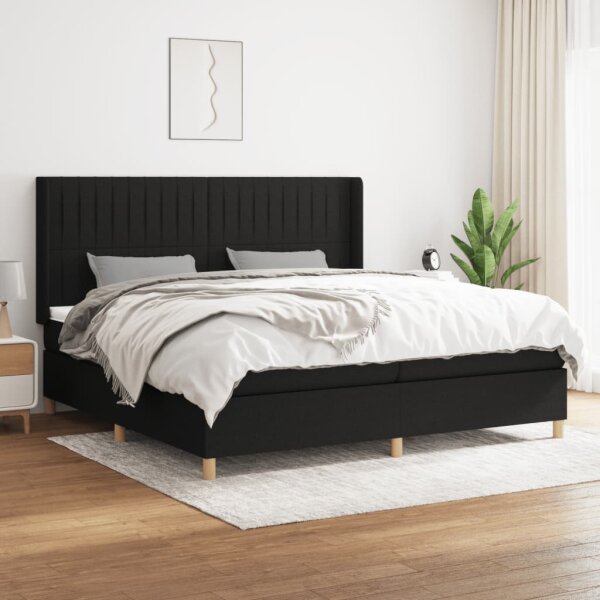 vidaXL Boxspringbett mit Matratze Schwarz 200x200 cm Stoff