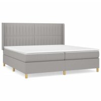 vidaXL Boxspringbett mit Matratze Hellgrau 200x200 cm Stoff