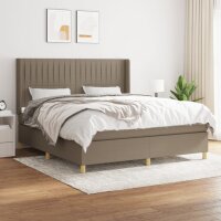 vidaXL Boxspringbett mit Matratze Taupe 180x200 cm Stoff