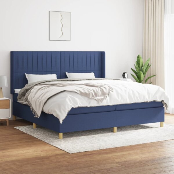 vidaXL Boxspringbett mit Matratze Blau 200x200 cm Stoff