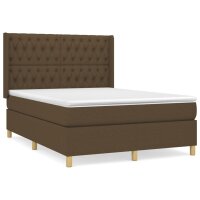 vidaXL Boxspringbett mit Matratze Dunkelbraun 140x190 cm Stoff