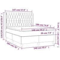 vidaXL Boxspringbett mit Matratze Dunkelbraun 140x190 cm Stoff