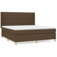 vidaXL Boxspringbett mit Matratze Dunkelbraun 160x200 cm Stoff