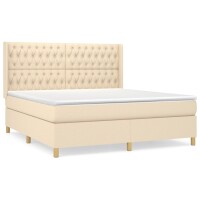 vidaXL Boxspringbett mit Matratze Creme 180x200 cm Stoff