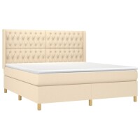 vidaXL Boxspringbett mit Matratze Creme 180x200 cm Stoff