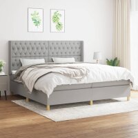 vidaXL Boxspringbett mit Matratze Hellgrau 200x200 cm Stoff