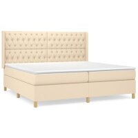 vidaXL Boxspringbett mit Matratze Creme 200x200 cm Stoff