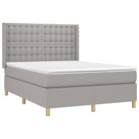 vidaXL Boxspringbett mit Matratze Hellgrau 140x200 cm Stoff