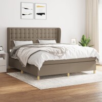 vidaXL Boxspringbett mit Matratze Taupe 180x200 cm Stoff