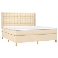 vidaXL Boxspringbett mit Matratze Creme 160x200 cm Stoff