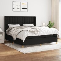 vidaXL Boxspringbett mit Matratze Schwarz 180x200 cm Stoff