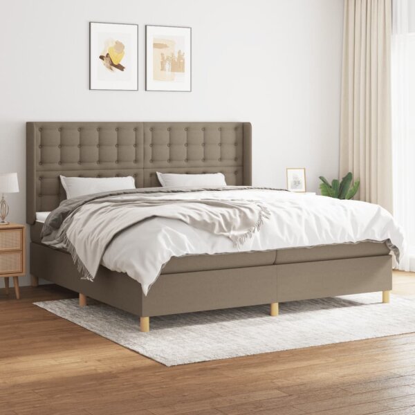 vidaXL Boxspringbett mit Matratze Taupe 200x200 cm Stoff