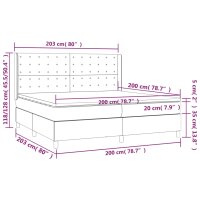 vidaXL Boxspringbett mit Matratze Dunkelgrau 200x200 cm Stoff