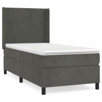 WOWONA Boxspringbett mit Matratze Dunkelgrau 90x200 cm Samt