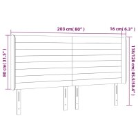 vidaXL Kopfteil mit Ohren Hellgrau 203x16x118/128 cm Samt