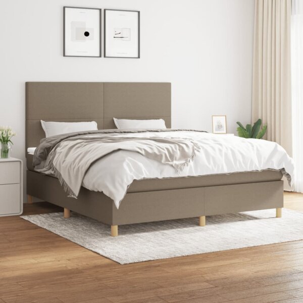 vidaXL Boxspringbett mit Matratze Taupe 160x200 cm Stoff