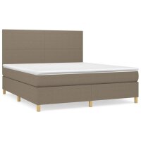 vidaXL Boxspringbett mit Matratze Taupe 160x200 cm Stoff