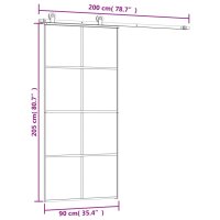 vidaXL Schiebet&uuml;r mit Beschlag 90x205 cm ESG-Glas &amp; Aluminium