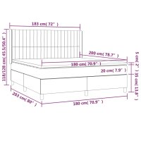 vidaXL Boxspringbett mit Matratze Schwarz 180x200 cm Stoff