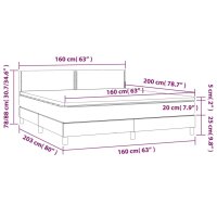 vidaXL Boxspringbett mit Matratze Grau 160x200 cm Kunstleder