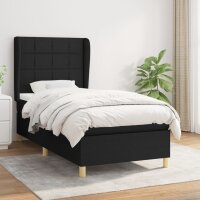 vidaXL Boxspringbett mit Matratze Schwarz 90x190 cm Stoff