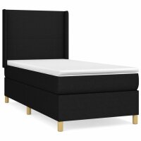 vidaXL Boxspringbett mit Matratze Schwarz 90x190 cm Stoff