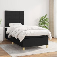 vidaXL Boxspringbett mit Matratze Schwarz 90x190 cm Stoff