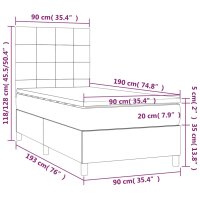 vidaXL Boxspringbett mit Matratze Schwarz 90x190 cm Stoff