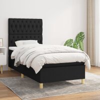 WOWONA Boxspringbett mit Matratze Schwarz 90x190 cm Stoff