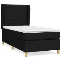 vidaXL Boxspringbett mit Matratze Schwarz 90x190 cm Stoff