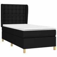 vidaXL Boxspringbett mit Matratze Schwarz 90x190 cm Stoff