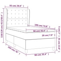 vidaXL Boxspringbett mit Matratze Schwarz 90x190 cm Stoff