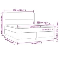 vidaXL Boxspringbett mit Matratze Dunkelgrau 160x200 cm Samt