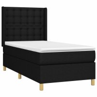 vidaXL Boxspringbett mit Matratze &amp; LED Schwarz 90x190 cm Stoff