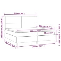 vidaXL Boxspringbett mit Matratze Hellgrau 200x200 cm Samt