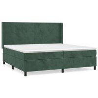 vidaXL Boxspringbett mit Matratze Dunkelgr&uuml;n 200x200 cm Samt