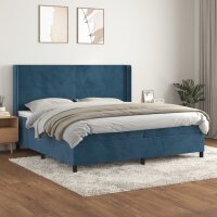 vidaXL Boxspringbett mit Matratze Dunkelblau 200x200 cm Samt