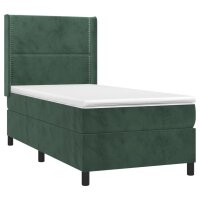 vidaXL Boxspringbett mit Matratze Dunkelgr&uuml;n 80x200 cm Samt