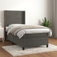 vidaXL Boxspringbett mit Matratze Dunkelgrau 90x190 cm Samt