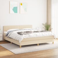 WOWONA Boxspringbett mit Matratze Creme 180x200 cm Stoff