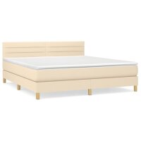 vidaXL Boxspringbett mit Matratze Creme 180x200 cm Stoff