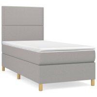 vidaXL Boxspringbett mit Matratze Hellgrau 90x190 cm Stoff