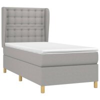 vidaXL Boxspringbett mit Matratze Hellgrau 90x190 cm Stoff