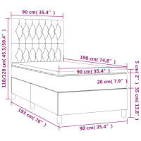 vidaXL Boxspringbett mit Matratze Hellgrau 90x190 cm Stoff