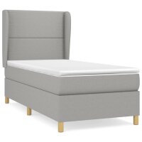 vidaXL Boxspringbett mit Matratze Hellgrau 90x190 cm Stoff