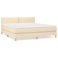 vidaXL Boxspringbett mit Matratze Creme 180x200 cm Stoff