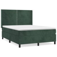 vidaXL Boxspringbett mit Matratze Dunkelgr&uuml;n 140x190 cm Samt