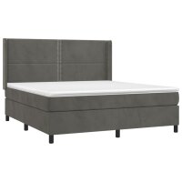 vidaXL Boxspringbett mit Matratze Dunkelgrau 160x200 cm Samt