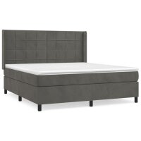 vidaXL Boxspringbett mit Matratze Dunkelgrau 160x200 cm Samt